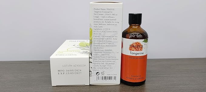 PHATOIL 3.38FL.OZ Tangerine Essential Oil, for Aromatherapy Diffusers, Humidifiers, Great for DIY Candle and Soap Making, Huge 100ML Bottle PHATOIL