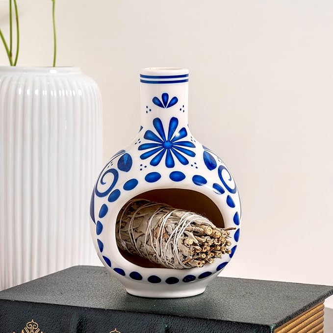 Handmade Ceramic Palo Santo Holder Burner - Mini Chimenea Incense Dish for Palo Santo and Sticks - Sage Holder for Meditation Decor - Bloomnest