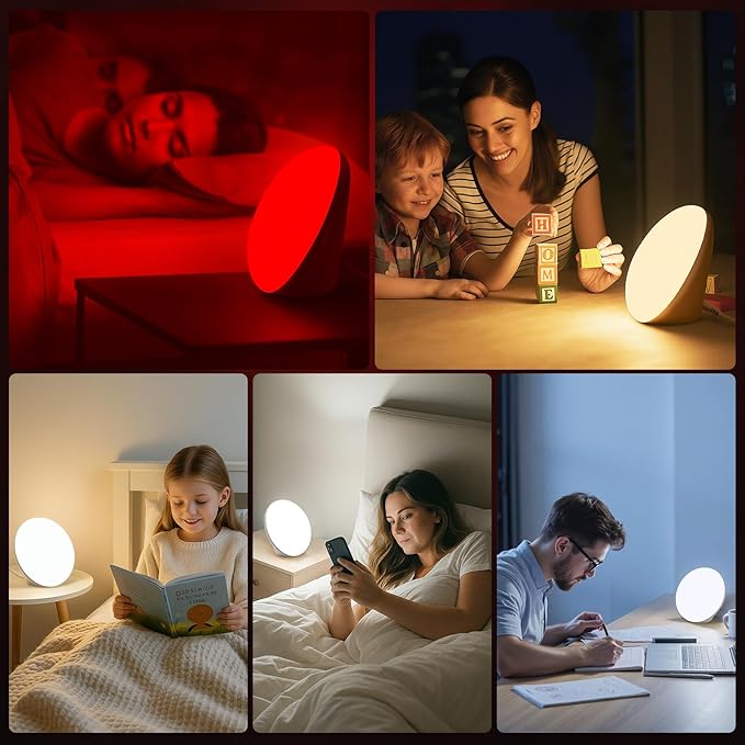 Light Therapy Lamp with 10000 Lux Sun Light & 670nm Red Night Light, Sleep Aid & Mood Boosting Lamp, 5 Color Temperatures, 5 Brightness Levels, 4 Timer Settings, Smart Touch & Remote Control - Bloomnest