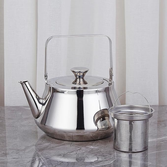 SANQIAHOME 2.1 Quart stainless steel teapot with Infuser A modern, minimalist style