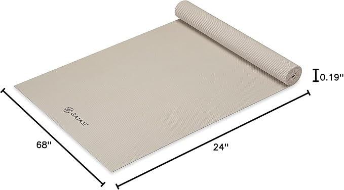 Gaiam Yoga Mat - Premium 5mm Solid Thick Non Slip Exercise & Fitness Mat for All Types of Yoga, Pilates & Floor Workouts (68" x 24" x 5mm) - Bloomnest