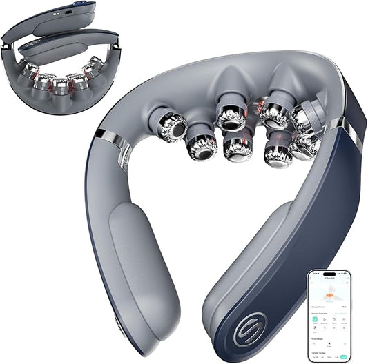 SKG G7 Pro Fold Neck Massager for Pain Relief Deep Tissue Vibration Cordless Travel Massager,Foldable Neck Massager for Office Home Car Gifts for Men Women Dad Mom Grandpa SKG
