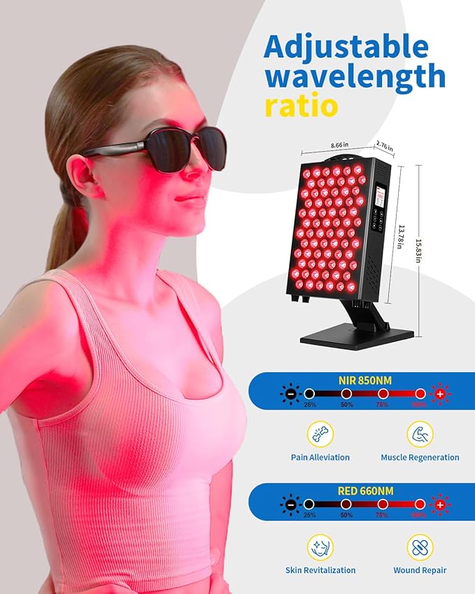 Red Light Therapy for Body and Face, 660nm 850nm Infrared Red Light Therapy Panel, 72 Dual Chip LEDs Device for Skin Care, Better Sleep & Recovery YIPFREE