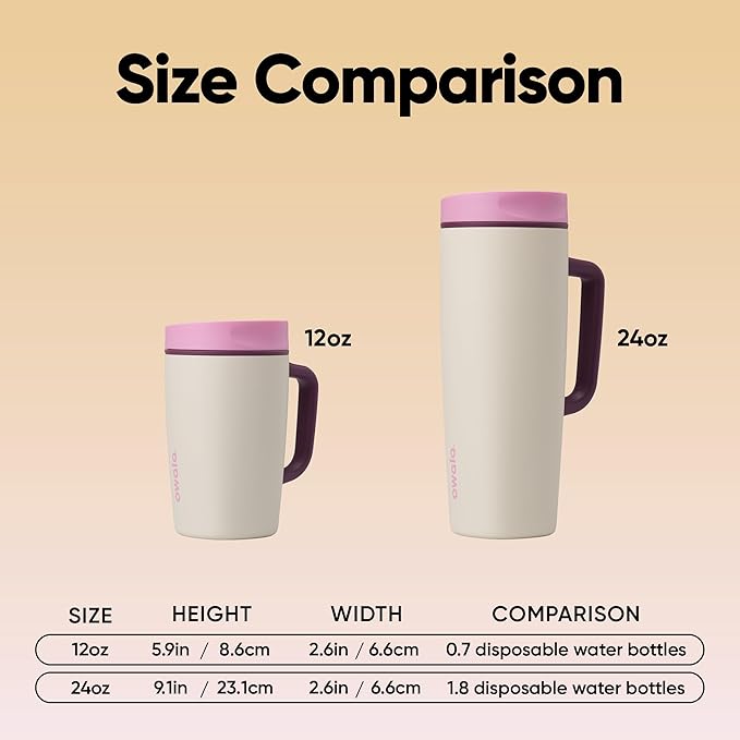 Owala SmoothSip Slider Stainless Steel Insulated Travel Mug with handle, 100% Leak Proof, For Hot and Cold Drinks, Travel Friendly with Sliding Lock Lid, 12oz, BPA Free, Leak Proof, High Dive - Bloomnest