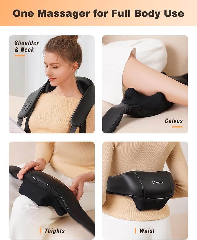 Neck and Shoulder Massager with Heat, Cordless Back and Neck Massager, Upgraded Graphene Heating, 4D Shiatsu Deep Kneading Massage for Shoulder, Back,Leg,Pain Relief, Portable Gifts for Dad Mom Friend - Bloomnest