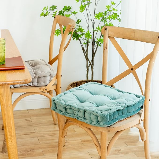 Square Floor Cushion, 15" Soft Velvet Floor Seating Pillow Cushion with Handle Thicken Decorative Floor Cushion for Yoga Living Room Balcony Outdoor Bedroom Tatami, Light Green - Bloomnest