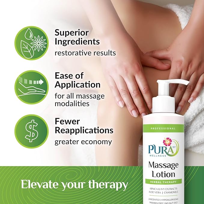 Wellness Professional Herbal Massage Lotion, 8oz, Hypoallergenic Formula for Muscle Relief, Professional Deep Tissue Therapy, Unscented Massage Lotion for Physical Therapy and Recovery - Bloomnest