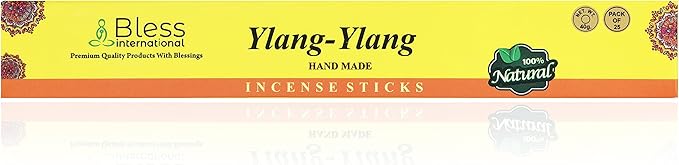 Bless-YLANG-YLANG 100%-Natural-Handmade-Hand-Dipped-Incense-Sticks Organic-Chemicals-Charcoal-Free Purification-Relaxation-Positivity-Yoga-Meditation Best-Woods-Scent (25 Sticks (1.4 OZ)) BlessInternational