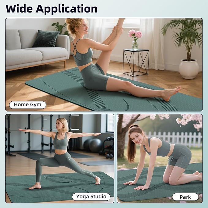Yoga Mat High Density Exercise Mat, 76"x32"x0.27"Thick Wide & Large Yoga Mat for Women Men, Professional POE Workout Mat for Yoga, Pilates, Fitness & Stretching - Bloomnest
