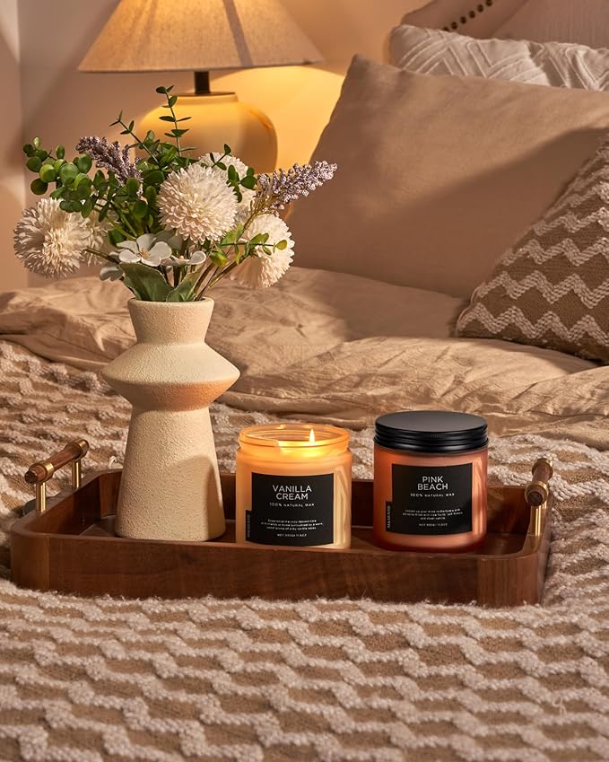 M&SENSE Vanilla Soy Candles, Medium 2 Wick 11.6oz 70 Hours Burning Time, All Natural Organic Soy Wax, Relaxing Aromatherapy Scented Candle, Housewarming Gift for Women and Men - Bloomnest