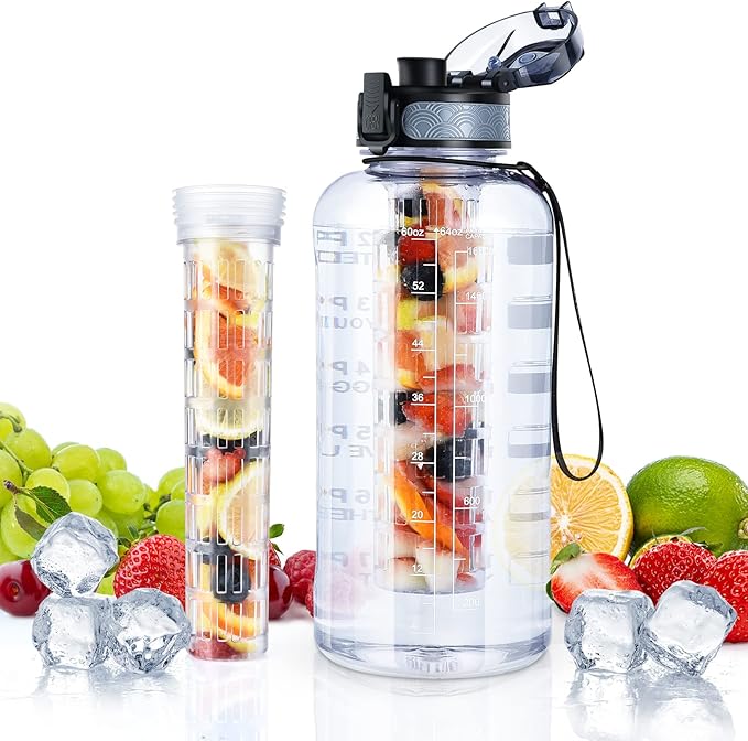 UTEBIT Fruit Infuser Water Bottle - 68 OZ Leakproof Plastic Infusion Bottle With Straw for Gym, Camping, Travel, Outdoor - Bloomnest