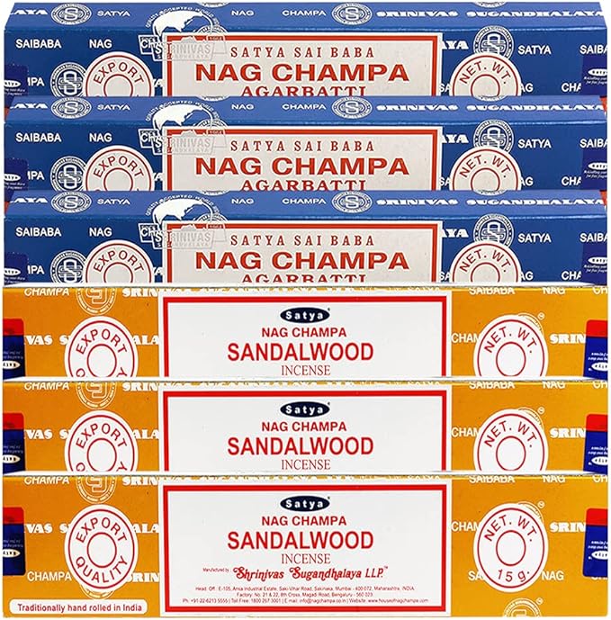 Nag Champa Sandalwood Incense Sticks & Holder Bundle Variety Pack from House of Satya Incense Sticks and Trumiri TRUMIRI