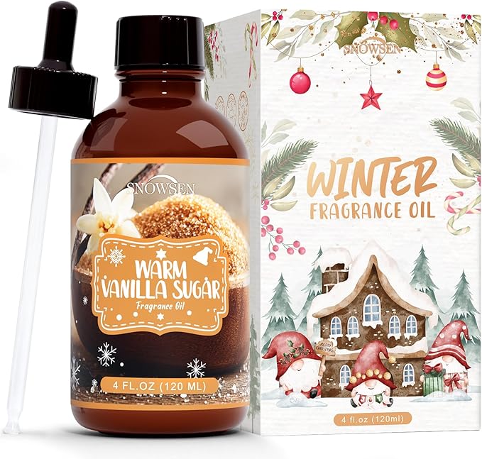 Warm Vanilla Sugar Essential Oil 4 Fl Oz, Undiluted Fragrance Oil with Glass Dropper for Diffuser, Humidifier,Home Care, House Cleaning, Spray, Candle Making,Yoga,Long Lasting Vanilla Scents - Bloomnest