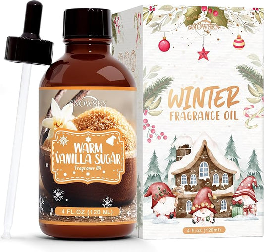 Warm Vanilla Sugar Essential Oil 4 Fl Oz, Undiluted Fragrance Oil with Glass Dropper for Diffuser, Humidifier,Home Care, House Cleaning, Spray, Candle Making,Yoga,Long Lasting Vanilla Scents - Bloomnest