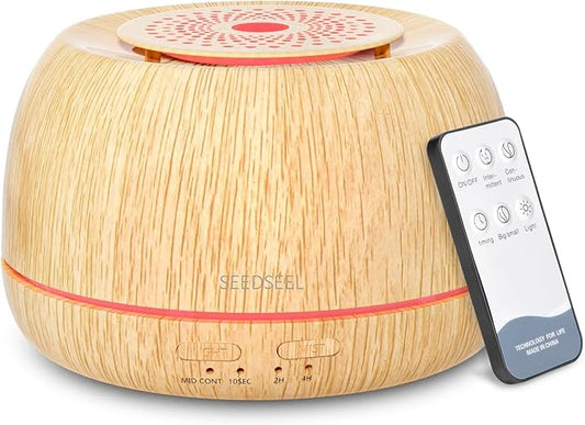 300ML Essential Oil Diffuser 8 Hours Run Time, Aromatherapy Diffuser with Remote Control,7-Color LED for Home - Bloomnest