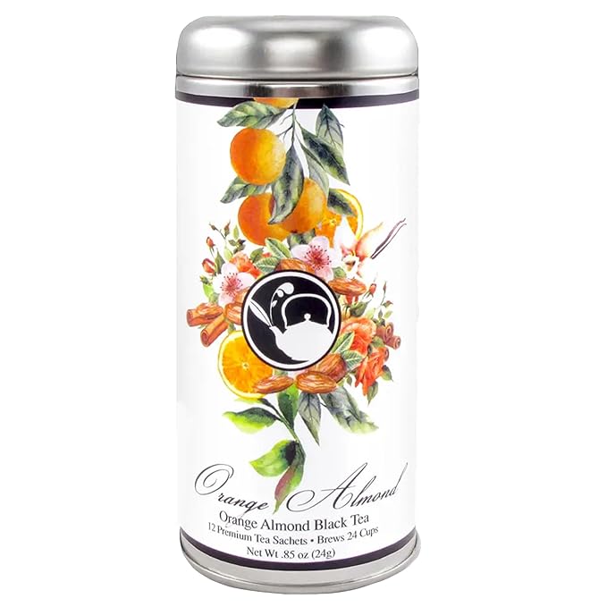 Orange Almond Black Tea by La Tea Dah, Gourmet Almond Tea Made with Black Tea Leaves, and Orange Peel, Blended in the USA, Perfect Tea Gift, Contains Caffeine (12 Sachets) - Bloomnest