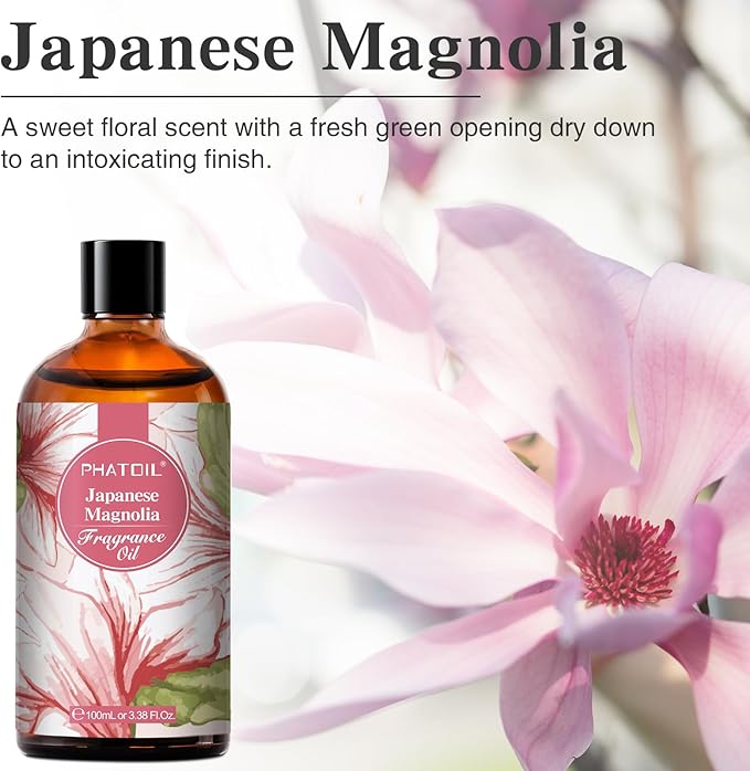 PHATOIL Japanese Magnolia Fragrance Oils for Aromatherapy, 3.38FL.OZ Diffuser Oils for Home, Perfect for Aromatherapy, Humidifiers, Yoga, DIY Candle and Soap Making - 100ml - Bloomnest