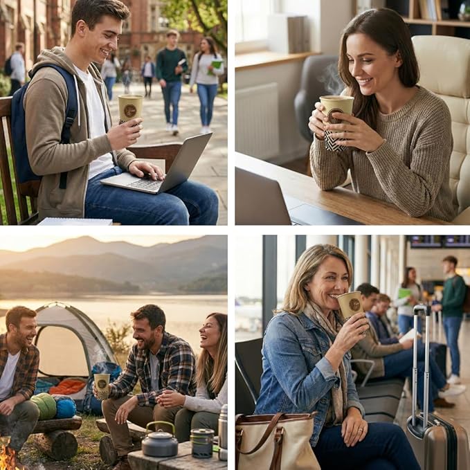 TeaVoila Instant Brew Tea in A Cup - Organic Loose Leaf Jasmine Green Tea – Tea Infuser Built In Biocompostable 6 Cups, Each Refillable 3x, 18 Servings in Total – No Tea Bags Needed, For Office & Travel