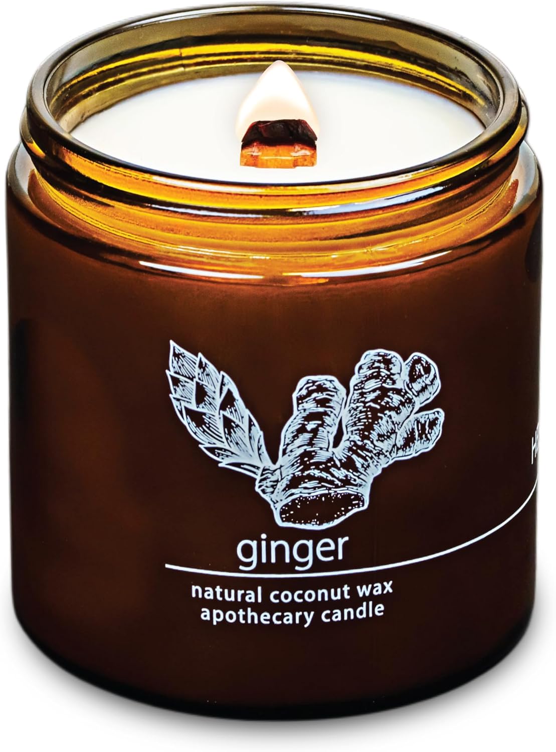 Hemlock Park Crackling Wood Wick Candle Handcrafted with Natural Coconut Wax (Large 16 oz, Ginger)