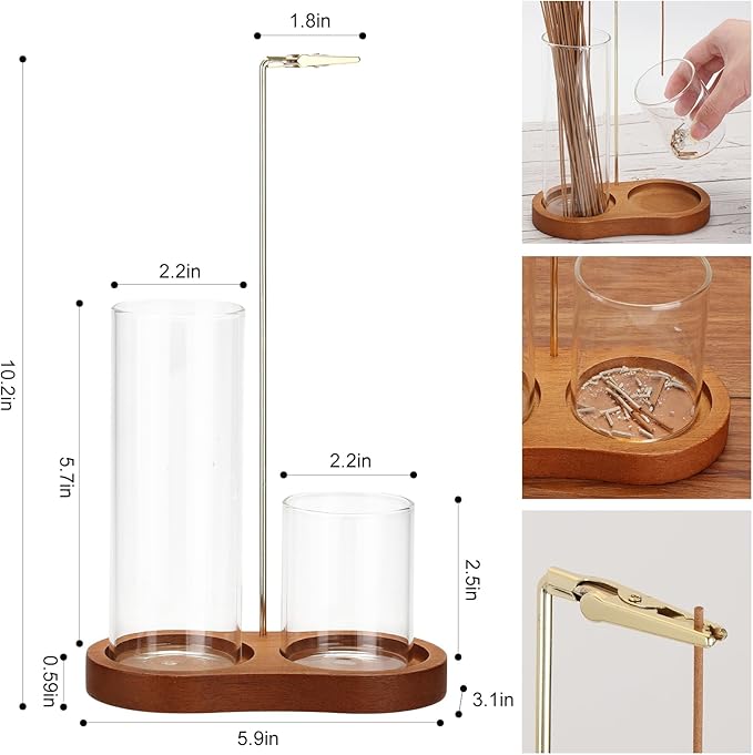 2 in 1 Incense Holder for Sticks, Incense Burner Holder with Glass Ash Storage and Incense Sticks Organizer, Insence-Stick Holder for Yoga Spa Meditation Home Decor - Bloomnest
