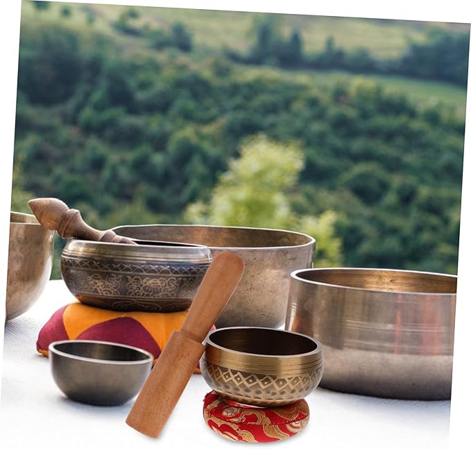 BESPORTBLE 1Set Singing Bowl with Wooden Mallet Handicraft Sound Bowl for Meditation Home Decor and Relaxation Durable Multi Purpose Decorative Bowl - Bloomnest