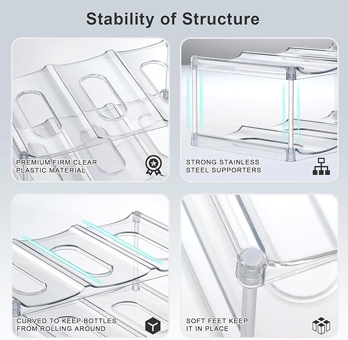 Design for Stanley 40 OZ & Large Bottles & Tumblers with Handle, Acrylic Water Bottle Organizer - Stackable Clear Wine Rack, Cup Holder for Home Kitchen Pantry Shelf Countertop Cabinet, 4 Tier Hold 12 MakeLifeBetterEasier