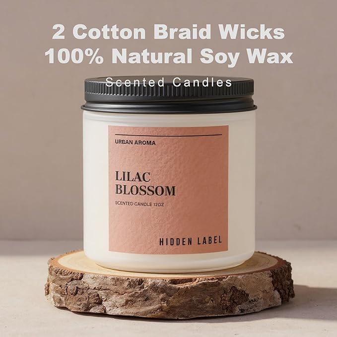 Lilac Blossom Scented Candle, 12oz Natural Soy Non Toxic, 70H Burn Time 2 Wick Aromatherapy Candles for Home Scented, Gift-Ready for Hosts & Gatherings | Elegant Home Decor - Bloomnest