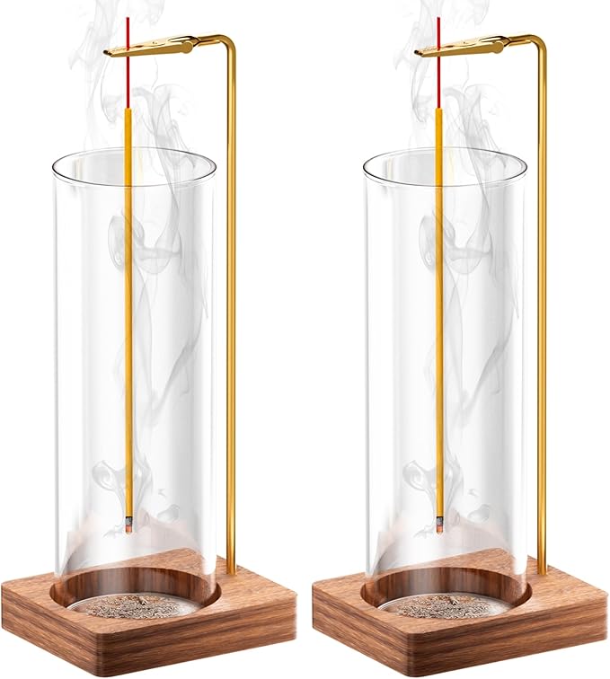 Incense Holder for Sticks, Insence-Stick Holder, Anti-Ash Flying No Mess Incense Burner, Incense Stick Holder with Glass Ash Catcher, for Yoga Spa Meditation Home Decor(2 Pack) - Bloomnest