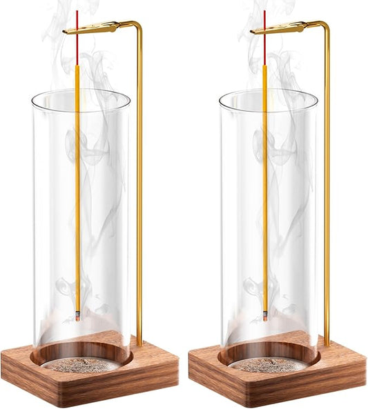 Incense Holder for Sticks, Insence-Stick Holder, Anti-Ash Flying No Mess Incense Burner, Incense Stick Holder with Glass Ash Catcher, for Yoga Spa Meditation Home Decor(2 Pack) - Bloomnest