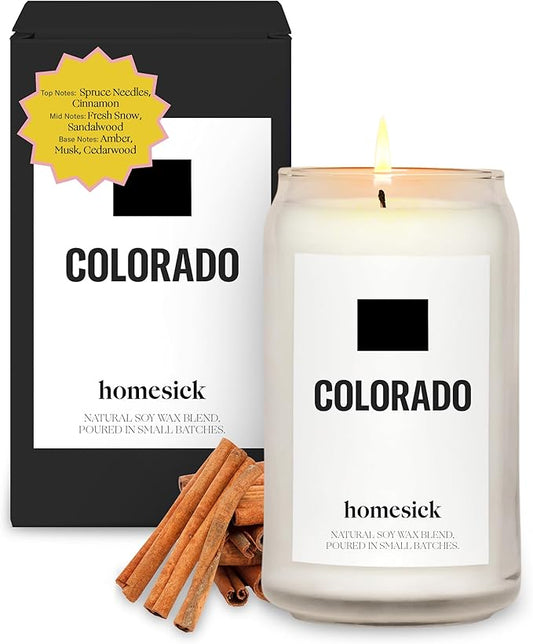 Homesick Scented Candles for Home (Colorado) - 13.75 oz Long-Lasting Soy Wax Jar Candle for Women & Men for All Occasions, 60-80 Hours Burn Time - Notes of Spruce Needles & Cinnamon - Bloomnest