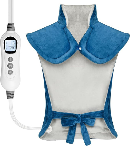 Heating Pad for Neck Shoulder and Back, Valentines Day Gifts for Her Him, Birthday Gift for Women Men Mom, Deeper Pain Relief,Large Weighted Heat Pad, ETL Certified, Blue - Bloomnest
