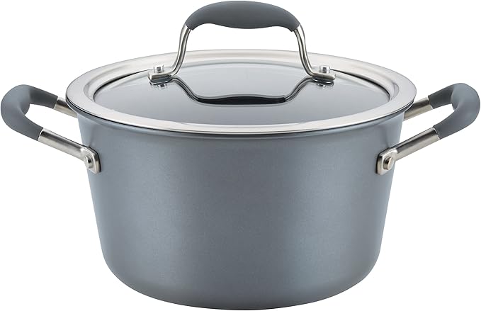 Anolon Advanced Home Hard-Anodized Nonstick Tapered Sauce Pan/Saucepot, 4.5-Quart (Moonstone) - Bloomnest