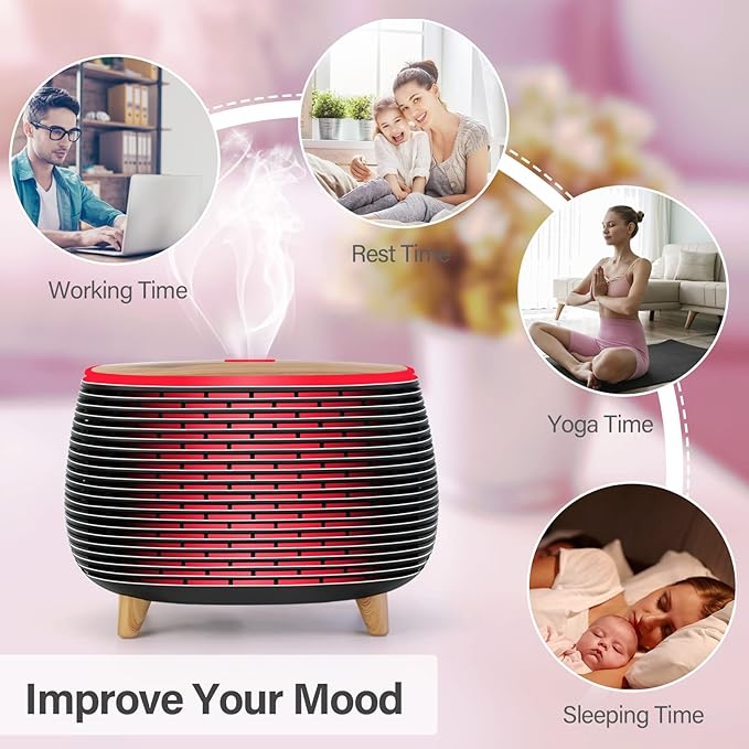Diffuserlove Diffuser Essential Oil Diffusers 400ML Aromatherapy Air Diffuser for Home Bedroom Office Room Aroma Diffuser with 7 Color Lights Intermittent Mist Mode - Bloomnest