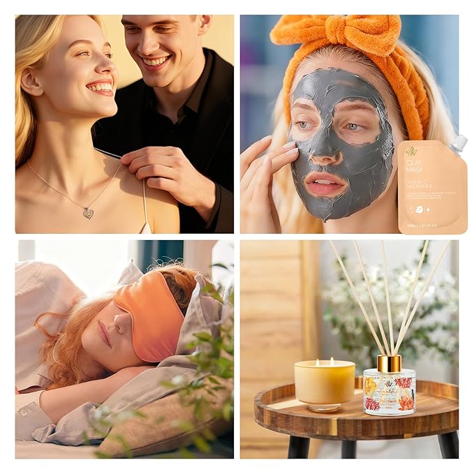 Valentines Day Gifts Basket for Women, 35 Pcs Spa Gift Basket, Face Skin Care Set, Bath and Body Kit, Relaxation Gift, Necklace, Face Cream, Christmas, Birthday, Valentines, Mother's Day