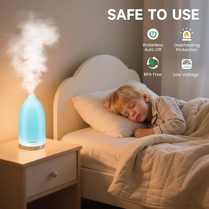 URPOWER Essential Oil Diffuser with 7 LED Color Changing Lights, Timer & Auto-Off - Ultrasonic Aromatherapy Fragrant Oil Humidifier Vaporizer Scent Diffusers for Home, Bedroom, Office, Yoga - Bloomnest