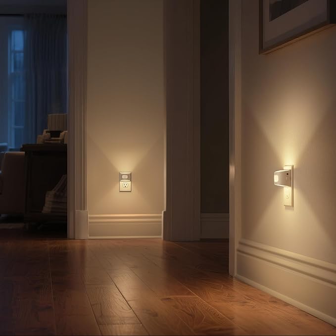 DORESshop LED Night Light[2 Pack], Night Lights Plug into Wall, 3 Mode Plug in Night Light with Motion Sensor, Dusk to Dawn Sensor, Nightlights for Adults, Bedroom, Bathroom, Hallway, White Cover - Bloomnest