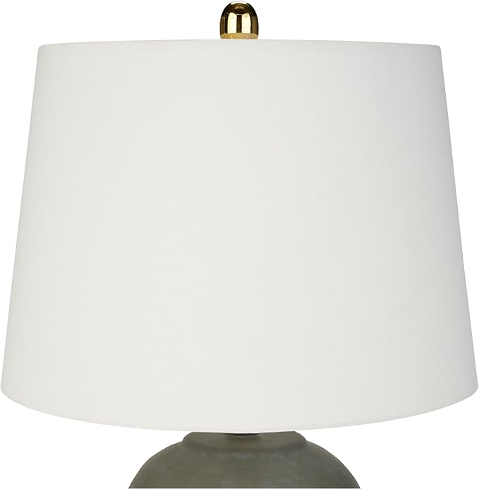 Nourison Home 23" Olive Green Ceramic Pot Table Lamp for Bedroom, Living Room, Dining Office, with White Tapered Drum Shade - Bloomnest