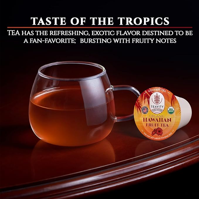 Organic Hibiscus Sabdariffa Tea Pods with Peach, Mango, & Passionfruit - Naturally Decaf Tea - Hawaiian Fruit Tea by Teavity (24 Tea Pods) - Bloomnest