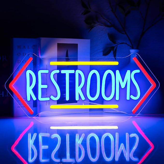 Restroom Neon Sign for Wall Decor, Toilet Led Signs for Bathroom, Unisex Bathroom Sign, USB Dimmable Neon Lights for Restrooms Shop Business Market Store Restaurant Bathroom Bar Hotels - Bloomnest