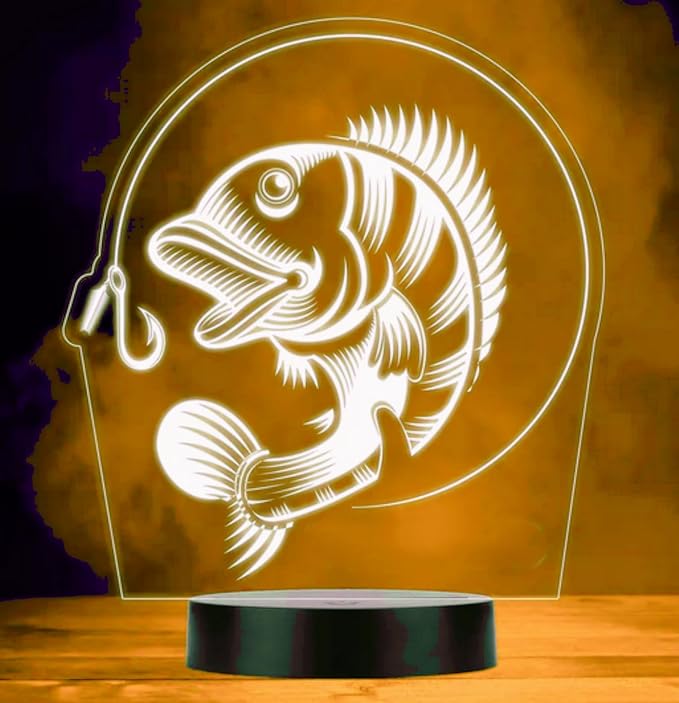 3D Fishing Fish Night Light Optical Illusion Led Lamp 16 Colors Changing Birthday Xmas Gift for Boys and Girls Kids Children Room Decor - Bloomnest