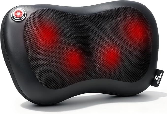 Zenopax Shiatsu Back and Neck Massager with Heat, 3D Deep Tissue Kneading, Cordless Rechargeable Electric Massage Pillow for Muscle Pain Relief, Use at Home, Car, Office, Gifts for Men Women - Bloomnest