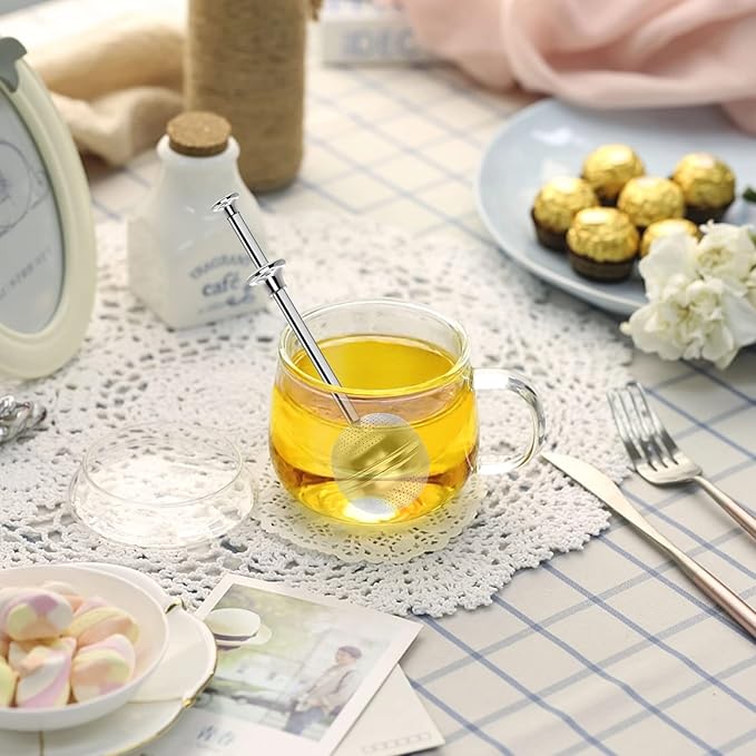 Numola Long Handle Tea Ball Stainless Steel with Drip Trays, 4Pcs Premium Tea Infuser Filter for Loose Leaf Tea, Reusable Fine Mesh Tea Interval Diffuser Strainer for Cup and Teapot - Bloomnest