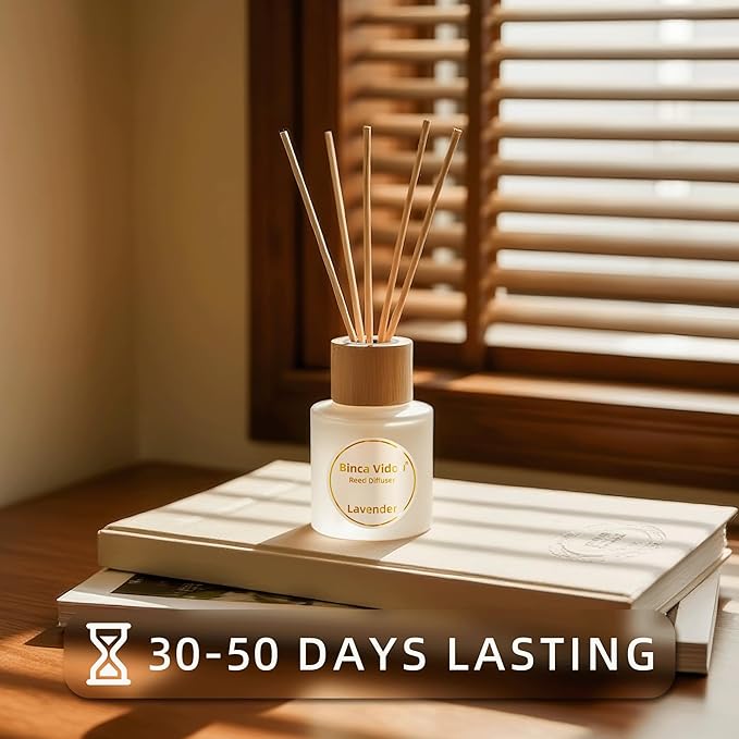 Reed Diffuser Set of 3, Binca Vidou Lavender, Jasmine & White Tea, Sage & Sea Salt Natural Scent Oil Diffusers with Sticks for Home Office Bathroom Aromatherapy Decor 1.69oz x 3 - Bloomnest