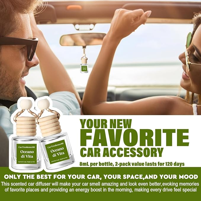 C Classy Car Air Freshener Hanging 2 Pack, Oceano Essential Diffuser for Cars, Cute Car Accessories, Long-Lasting Fragrance, C ar Air Fresheners for Women & Men Gift, Made in USA - Bloomnest