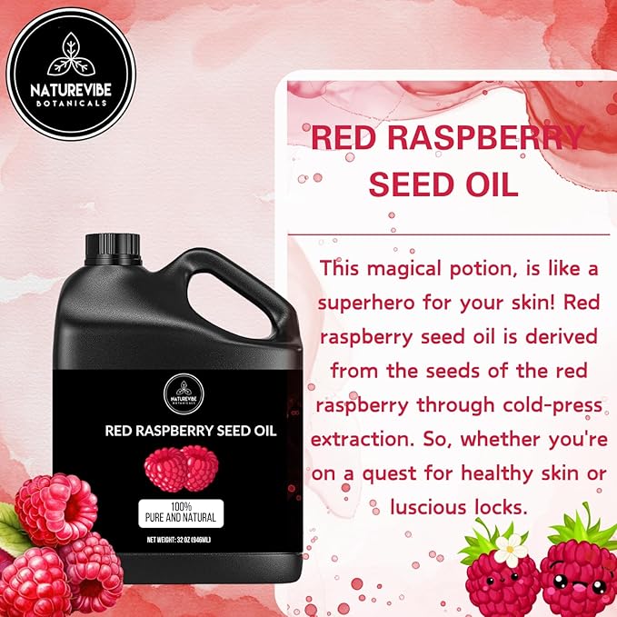 Naturevibe Botanicals Red Raspberry Oil 32 Ounces | 100% Pure and Natural | Great for Skin Care and Hair Care - Bloomnest