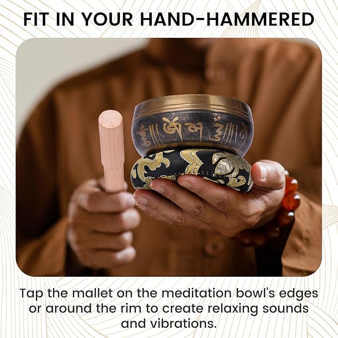 DomeStar Tibetan Singing Bowl Set, Authentic Handmade Meditation Bowl Stress Relief Yoga Set with Striker & Cushion for Sound Therapy, Chakra Healing, Spiritual Gatherings - Bloomnest
