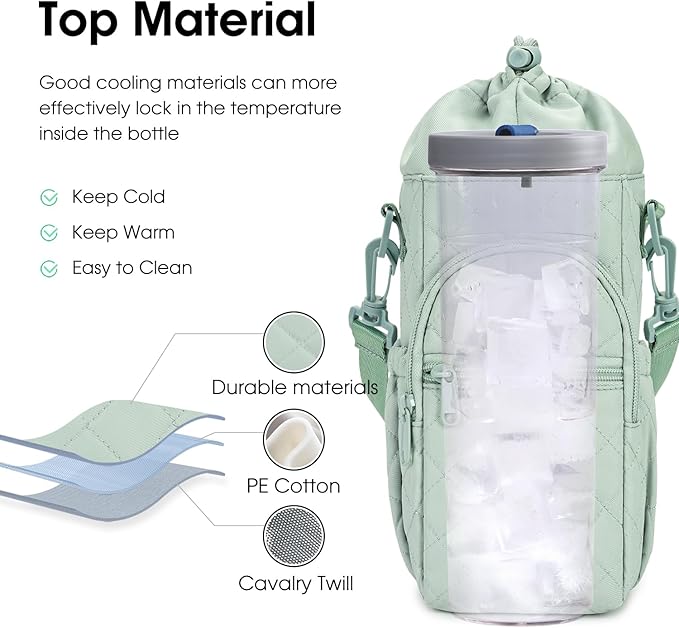 sportsnew Water Bottle Holder with Strap 32oz 40oz Insulated Water Bottle Carrier Sling Bag with Phone Pocket Crossbody sportsnew