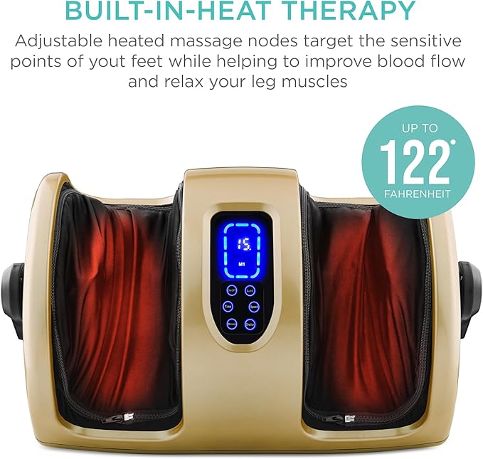 Best Choice Products Heated Shiatsu Foot Massager for Pain Relief, Plantar Fasciitis, Neuropathy, Blood Circulation w/Compact Design - Gold - Bloomnest