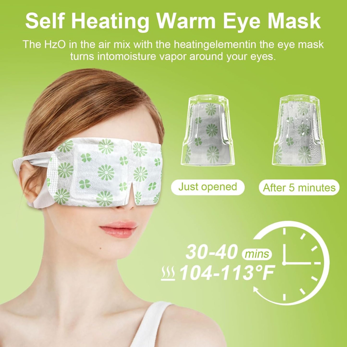 20 PCS Steam Eye Masks wormwood Heated Eye Mask Self Heating for Eyes, Disposable Warming Eye Mask for Sleep, Unscented Scent Eye Steam Mask for Spa/Travel, Stress Relif & Relaxation Gifts for Women