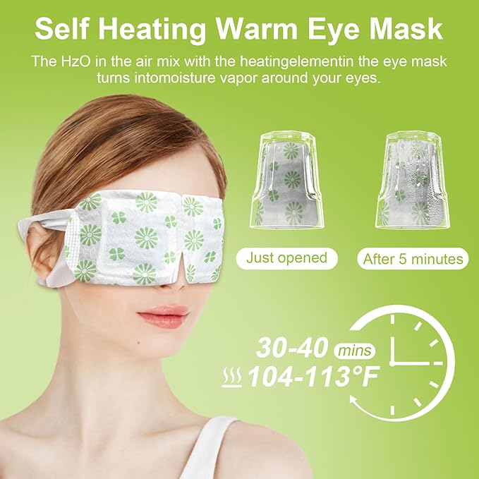 30 PCS Steam Eye Masks wormwood Heated Eye Mask Self Heating for Eyes, Disposable Warming Eye Mask for Sleep, Unscented Scent Eye Steam Mask for Spa/Travel, Stress Relif & Relaxation Gifts for Women - Bloomnest